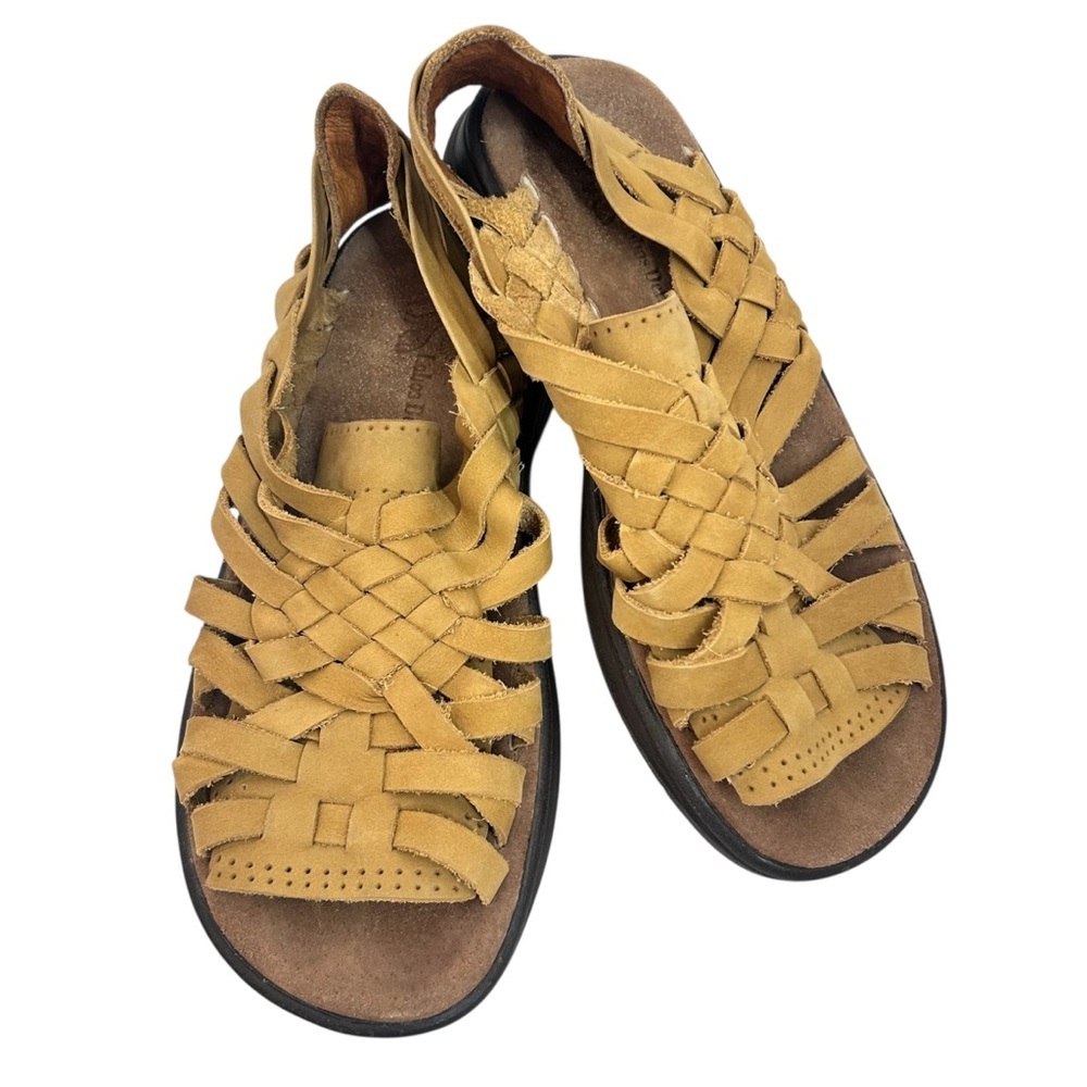 Lobos Del Mar Mexican Woven Leather Stripy Sandals Camel Unisex Men 8 Women 9
